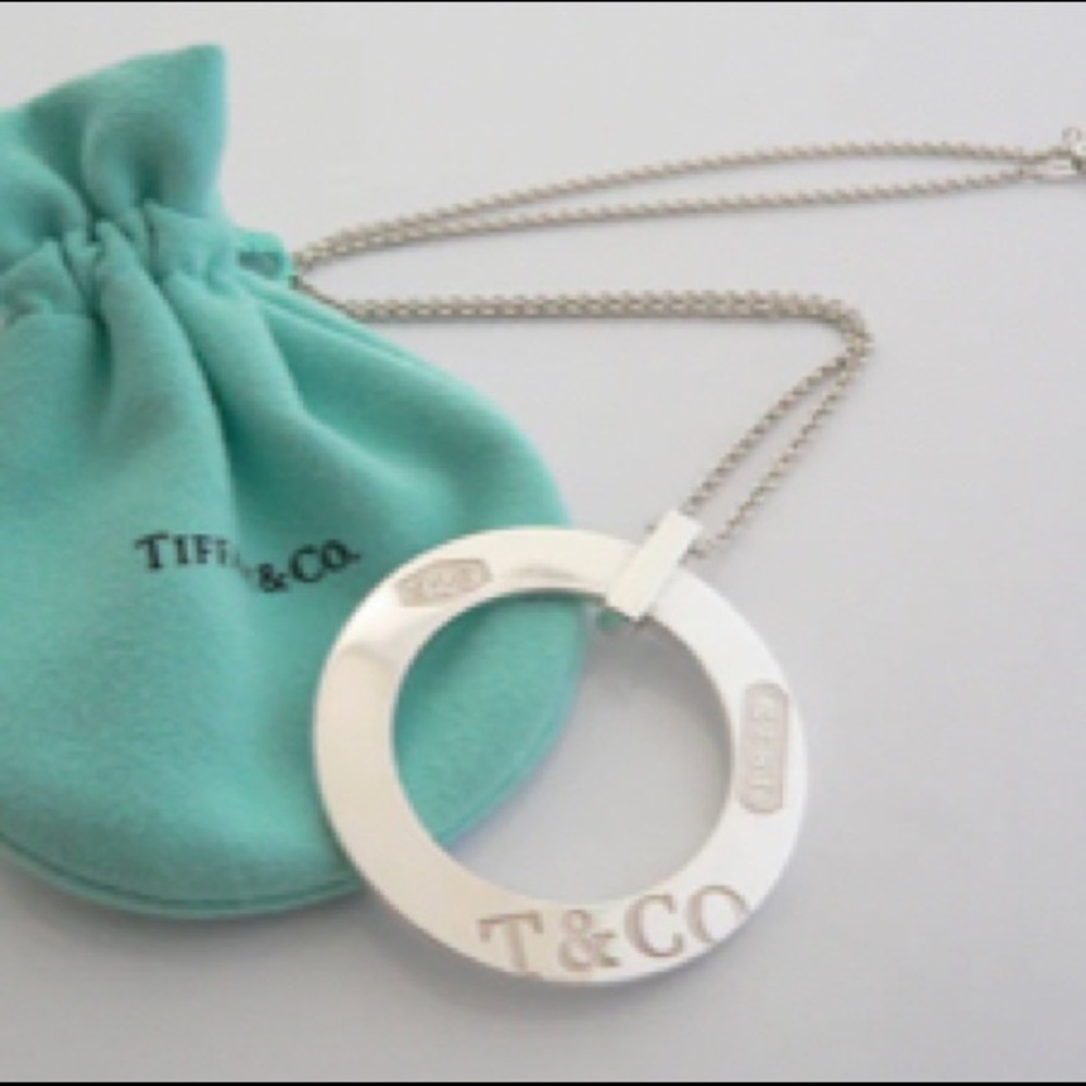 Tiffany & Co Silver Large 1837Circle Round Necklace Pendant(unisex)